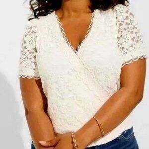 Stretch Lace Surplice Top